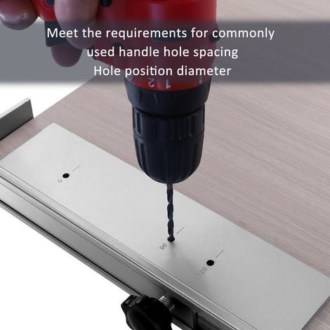 Poinçonneuse de poignée en alliage d'aluminium réglable, 7 trous, positionnement extensible en 2 étapes pour armoires et meubles. Perforateur de porte, gabarit de perçage, outil de marquage précis, ro (1/5)