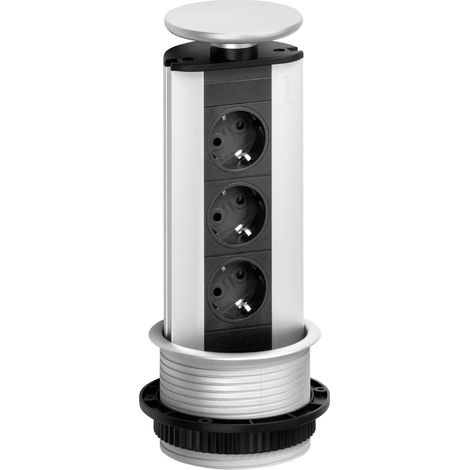 EVOline 93100001 Steckdosenturm 3fach Schwarz, Silber Schutzkontakt 1 St.