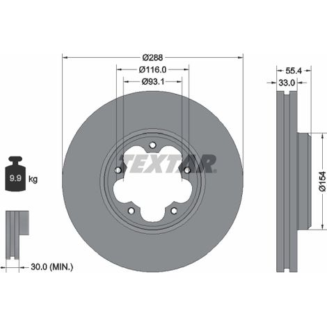 Lot de 2 Disques de frein Textar 92320303 FORD 2168838 2221678 BK211125GA