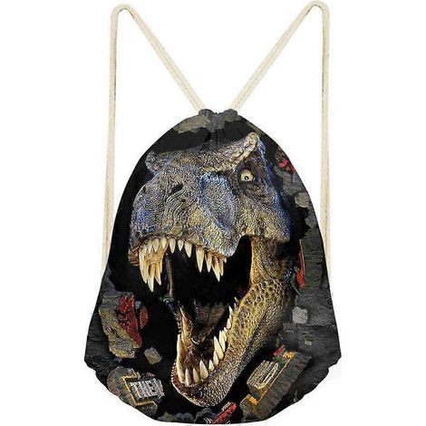 Sac à dos à cordon avec cordon, motif dinosaure, sac cadeau pour enfants, sac de sport, sac de gym (1/5)