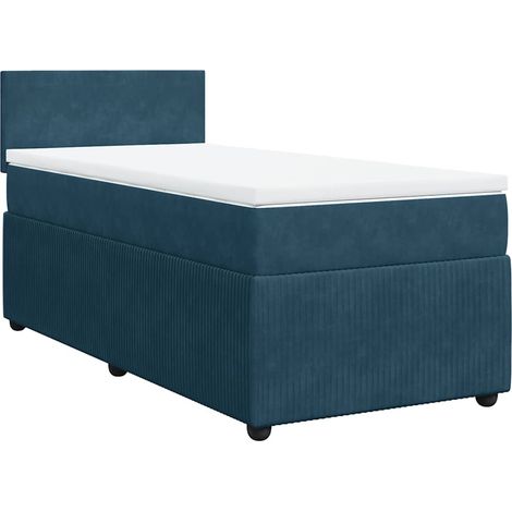 Maison Exclusive - Cama box spring con colchón terciopelo azul 90 (1/5)