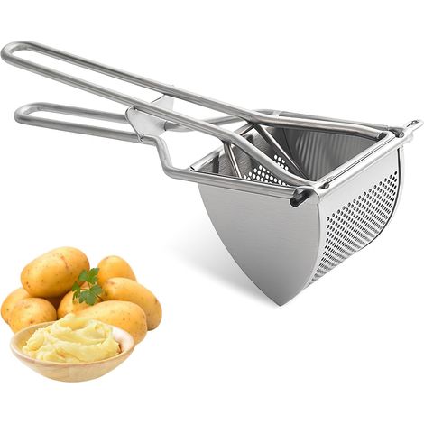 Presse Puree Manuel, Presse Purée Professionnel en Acier Inoxydable, Pressoir a Fruit, Écrase-Purée Multifonctionnel avec Poignée Ergonomique pour Pommes de Terre, Jus de Fruits, Purée de Légumes (1/5)