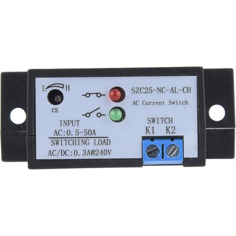 Interrupteur de courant AC réglable 0.5-50A, normalement fermé, auto-alimenté, détecteur de charge SZC25-NC AL-CH, pour surveillance électrique (1/5)