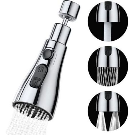 Doccetta da cucina con beccuccio girevole a 360 gradi, 3 modalità di getto, ugello per rubinetto da cucina con aeratore, miscelatore per lavello da cucina con testa girevole, adattatore universale per (1/5)