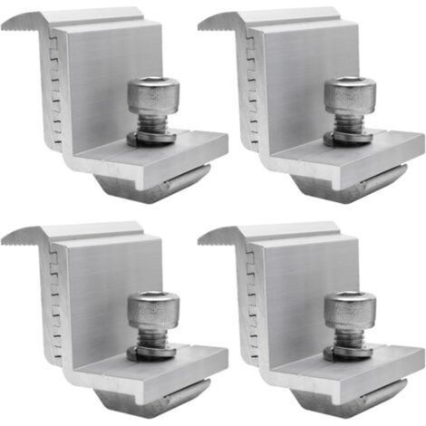 Supports de Panneau Solaire Lot de 4, Panneau Z, Fixation Panneau Solaire pour Panneau Solaire, Support de Panneau Solaire Hauteur du Module 30–50 mm (Borne d'extrémité) (1/5)