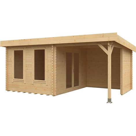 18x12 The Lulworth 44mm Cabin - L535 x W355 x H243.8 cm - Solid Wood/Softwood/Pine - Natural