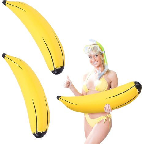 2 Pieces Inflatable Banana 64 cm Inflatable Banana Pool Float PVC Inflatable Toy for Children Adult Swimming Pool Accessories Summer Beach Decorations Carnival Halloween Theme Parties (1/5)