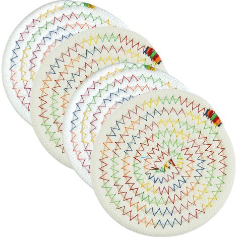 4 dessous de plat résistants à la chaleur, en coton et non-tissé, 18 cm, protection pour plans de travail et tables, accessoire de cuisine polyvalent (1/5)