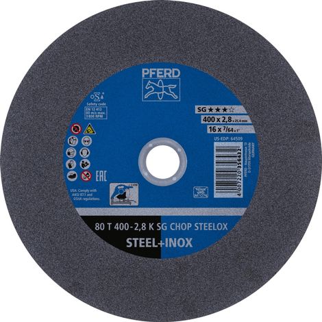 PFERD TOOLS Trennscheibe Metallkreissäge T 400x2,8x25,4 mm Leistungs-Li. SG CHOP STEELOX Stahl/Edelstahl 10 Stk (1/5)