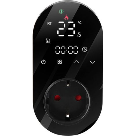 BHT-12LED-W Smart Thermostatic Socket, WiFi, Remote Control, Energy Saving, Black, 95-220V – For Heating & Home Automation (1/5)