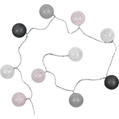 Guirlande Lumineuse à Led "10 Boules" 175cm Gris Rose (1/3)