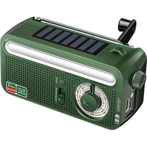 Handkurbelbetriebenes, solarbetriebenes Wetterradio, Outdoor-Taschenlampe, Solarpanel, Powerbank, AM/FM/NOAA-Radio, Überlebenswerkzeug (1/5)