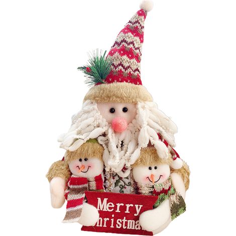 Adorno Navidad - Figura Santa o Muñeco de Nieve con Base de Madera - Decoración para Mesa y Estantería - 1 Unidad (1/5)