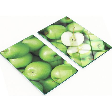 Küchenschneidebretter aus Glas mit grünem Apfelmotiv, 2 x 30 x 52 cm (1/5)