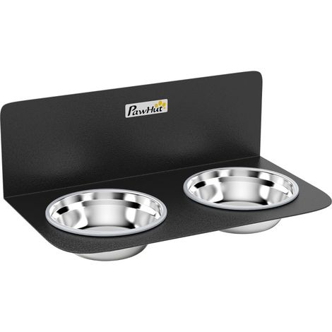 Gamelles pour chien murales réglables avec 2 bols inox 2 x 800 ml, station de repas stable, gain de place pour cuisine et appartement, noir - CHICFURN (1/5)