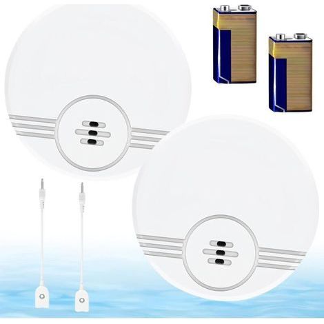 Détecteur d'eau: 2 Pièces Alarme d'Eau Avec Batterie, 135 dB Avertisseur d'Eau, Alarme d'Eau, pour Cuisines, Sols, Sous-sols, Salles de Bain, Buanderies, Garages (1/4)
