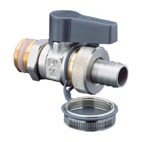 OVENTROP KFE-Kugelhahn Optiflex mit Außengewinde PN 16, mit Kunststoff Schlauchverschraubung, vernickelt DN 10, G 3/8, 1033351 (1/4)