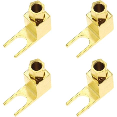 4pcs Speaker Cable Connector, High End Banana to Spade Adapter, Speaker Cable, Right Angle Spade Fork and Binding Post Connector, Gold Plated