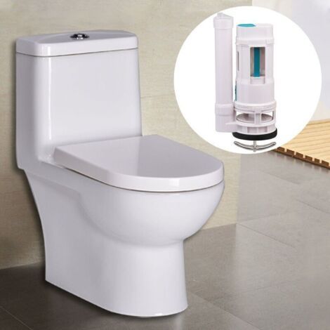 NALOOKAMIC Mécanisme de chasse d'eau,Toilette Bottom Inlet Fill Valve Connected Double Push Button Dual Flush 21cm- (1/3)