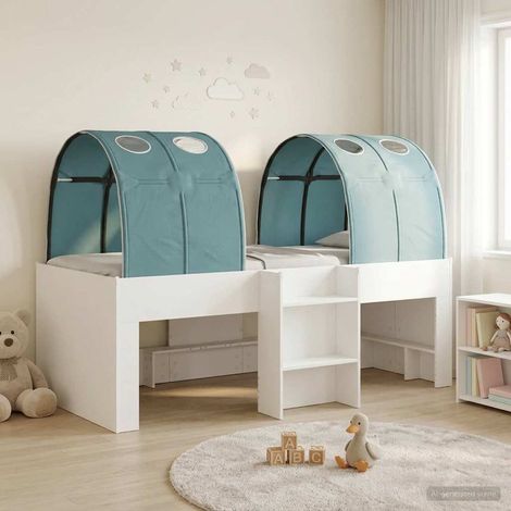 vidaXL Letto Alto per Bambini con Tunnel Bianco e azzurro