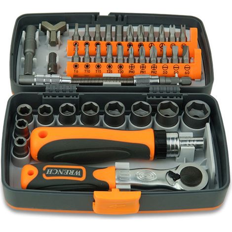 Jeu de 38 embouts de tournevis à cliquet tout-en-un pour faciliter les tâches ménagères, trousse à outils polyvalente, outils de quincaillerie, clés mixtes, coffret à outils, jeux d'outils à main (1/5)