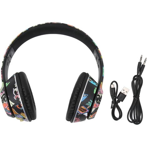 Casque Bluetooth Graffiti L750 avec Microphone, Lampe RGB, Prise Carte Mémoire et Mode LINEIN pour PC et Ordinateur Portable (1/5)