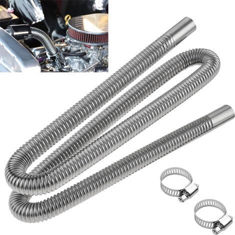 120 CM Tuyau D'échappement Flex,25mm Tuyau D'echappement de Voiture,2 Collier de Serrage Tuyau Ajustable en Acier Inoxydable,Tuyau de Chauffage de Voiture (120 CM) (1/5)