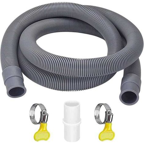 Tuyau de vidange - pour lave-linge à chargement frontal - avec deux colliers et une rallonge - convient pour les raccords 20 - 25 mm - 5 m