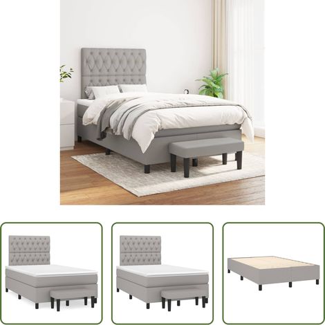 Matratze - Boxspringbett mit Matratze Hellgrau 120x200 cm Stoff (1/5)