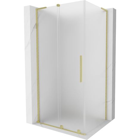Mexen Velar L Duschkabine schiebbar 100 x 110 cm, satiniert, gebürstetes Gold - 871-100-110-33-55