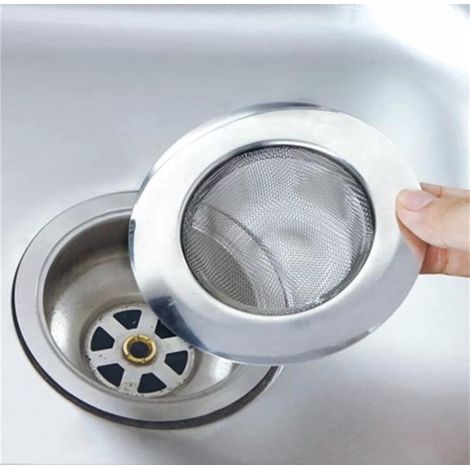 Crépine évier – 2 pièces – Inox – 7,5 cm – Attrape-cheveux – Filtre et protection (1/5)
