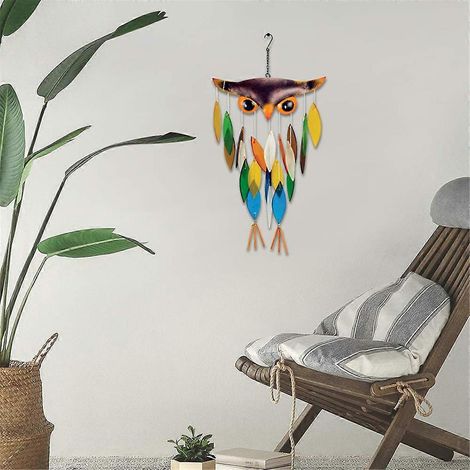 Carillon à vent en forme de hibou, modèle hibou en fer forgé, style art populaire (1/5)