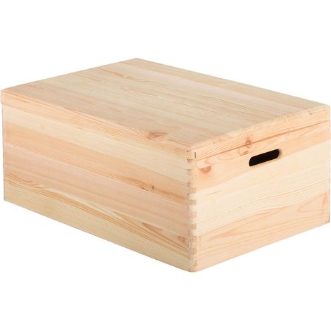 Boîte de rangement en pin massif avec couvercle Taille 5
