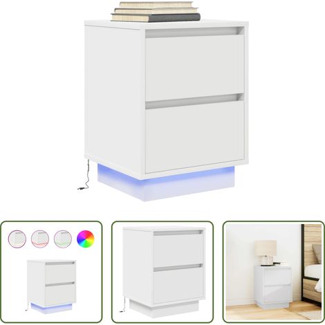 Éclairage LED - Table de chevet avec lumières LED blanc 38x34x50 cm (1/5)
