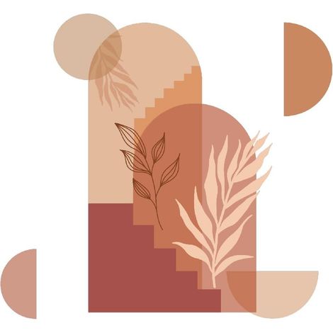 Stickers Muraux Bohème avec Arche Florale Plantes Sticker Mural Décoration Murale Botanique Blocs de Couleurs Décoration Murale Amovible Autocollants Décoratifs (1/5)