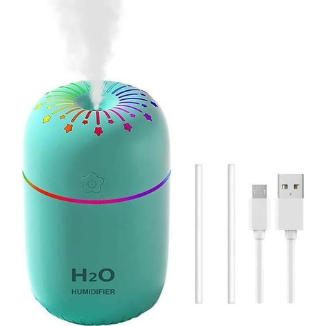 Humidificateur, brume fraîche, mini humidificateur, humidificateur portable, 300 ml, lumières colorées (1/5)