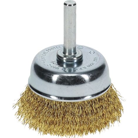 Osborn Drahtbürste für Bohrmaschine ø 50mm Drahtbürstenaufsatz für schwer zugängliche Stellen Rundbürste mit Schaft, Messing gewellt