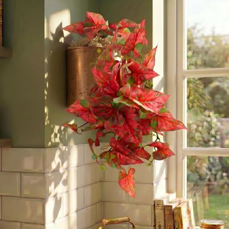30cm Artificial Trailing Red Caladium - Premium Quality (1/5)