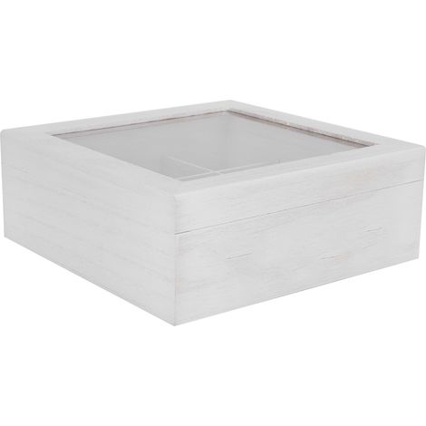 Boîte de rangement en bois à 9 compartiments pour huiles essentielles, artisanat créatif, emballage transparent, blanc (1/5)