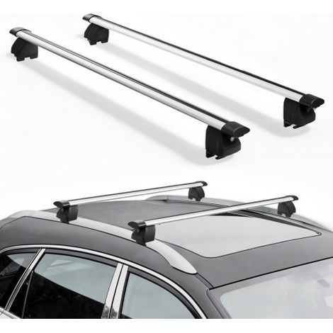 2 x Dachgepäckträger Querträger 75 kg Tragkraft, Abschließbare Dachträger für PKW SUV, Passend für Bündige Dachreling, 180-1035 mm Relingabstand, für Dachbox Kanu Fahrrad Transportkorb