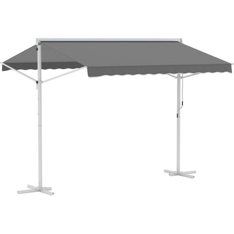 Toldo De Pie Toldo De Jardín Toldo Con Brazo Plegable Manivela Terraza Gris 3X3M (1/5)