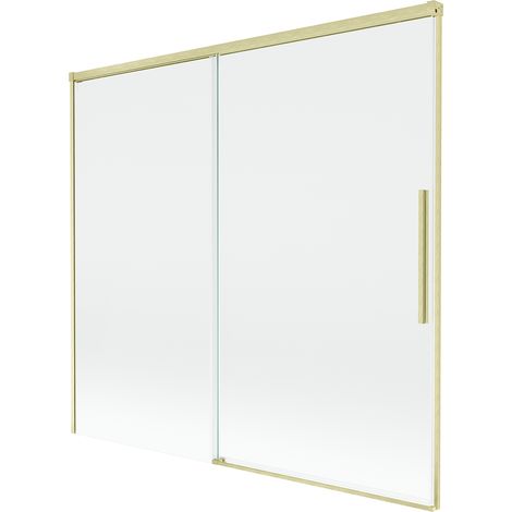 Paravento per vasca da bagno Mexen Rox scorrevole a 2 ante 170 x 150 cm, trasparente, oro spazzolato - 8C9-170-001-55-00