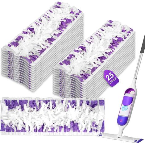 Lot de 25 recharges de serpillères jetables compatibles avec Swiffer PowerMop, tampons de rechange de nettoyage par pulvérisation, recharges de balai multi-surfaces pour nettoyage du sol, lot de 25
