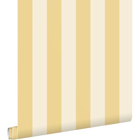 papier peint à rayures jaune et beige - ESTAhome