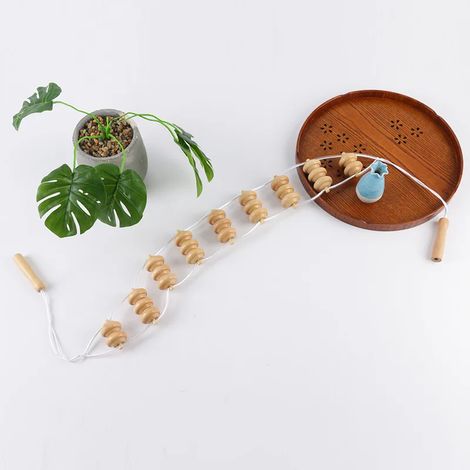 Rouleau de massage en bois pour le dos (1 pièce) - Outil d'automassage anti-cellulite pour soulager les douleurs cervicales et dorsales  03006-AquaForge