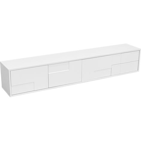 Mueble TV blanco 170 cm con 3 puertas y 2 cajones, diseño sin tiradores (1/5)