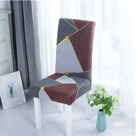 Housse de chaise de salle à manger, imprimé Patchwork, lavable, extensible, décoration de mariage, hôtel, Restaurant, style D (1/4)