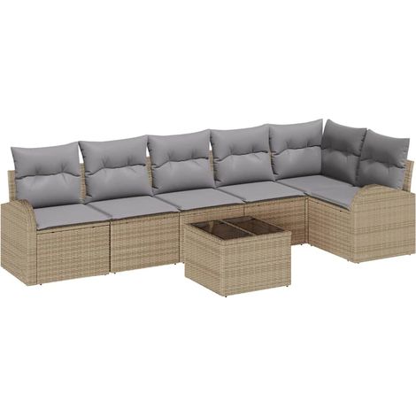Maison Exclusive - Ensemble de canapé de jardin 7 pcs Beige et gris clair (1/5)