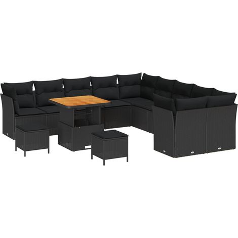 Maison Exclusive - Gartensofa-set 13 pcs Schwarz Poly-Rattan