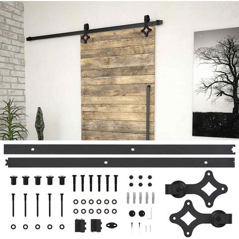 145260 Sliding Door "SKIEN" Hardware Kit 183 cm Steel Black vidaXL